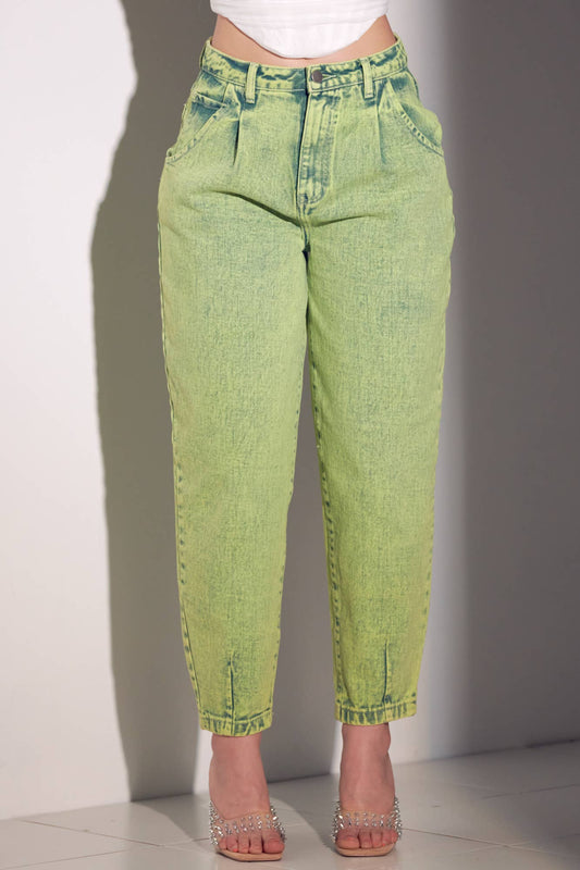 Above the ankle - Lime Green Acid Wash