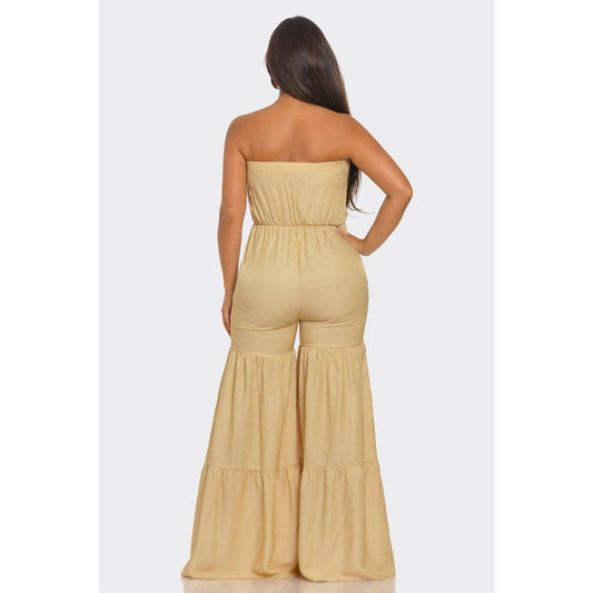 TIERED WIDE LEG TUBE JUMPSUIT