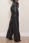 Load image into Gallery viewer, Vegan Leather Wide Leg Pants With Pearls