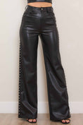 Load image into Gallery viewer, Vegan Leather Wide Leg Pants With Pearls