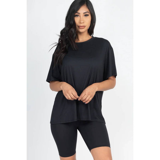 TWO PIECE TOP BIKER SHORTS SET