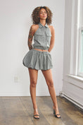 Load image into Gallery viewer, Stretchy woven collared top & bubble skort set

